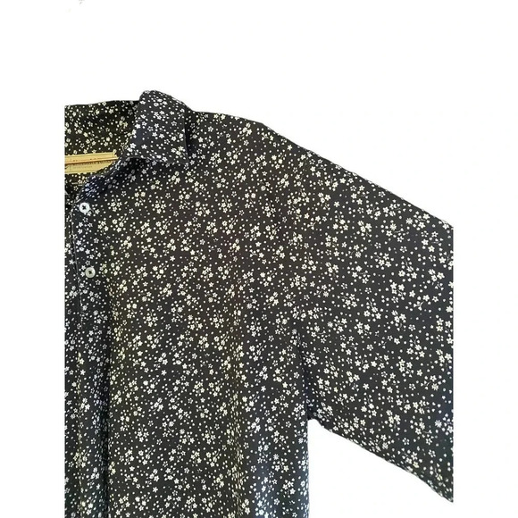 Donald Rose Sportswear Men's Gray Floral Print Button Up Polo Shirt Size M - Picture 2 of 5